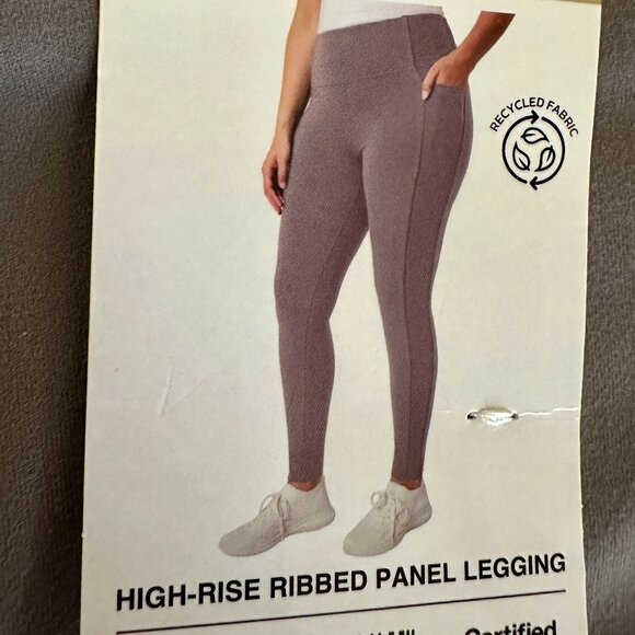 New Mondetta Women's Panel Ribbed Legging Size L Purple, Side Pockets, Stretch - Picture 11 of 15